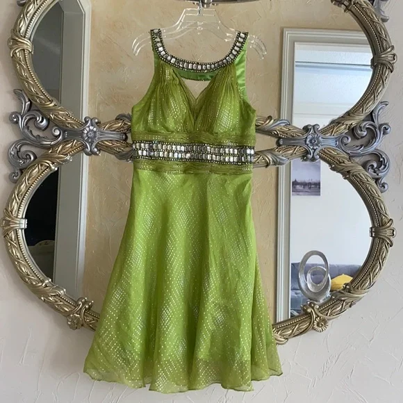 Terani Couture | Dresses | Green Terani Studded Short Dress | Poshmark Terani Couture | Dresses | Green Terani Studded Short Dress | Poshmark